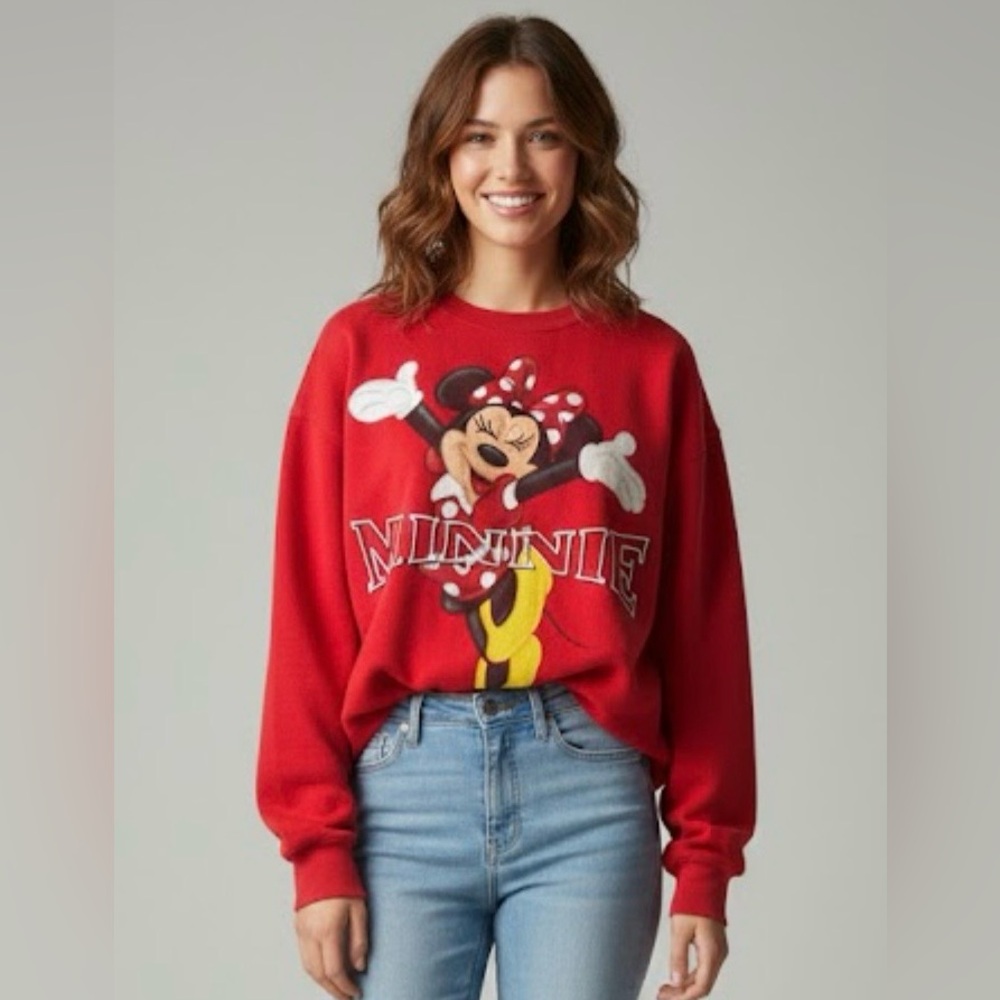 Authentic Vintage 1990s Disneyland Resort Minnie Mouse Crewneck Sweater Sz S USA